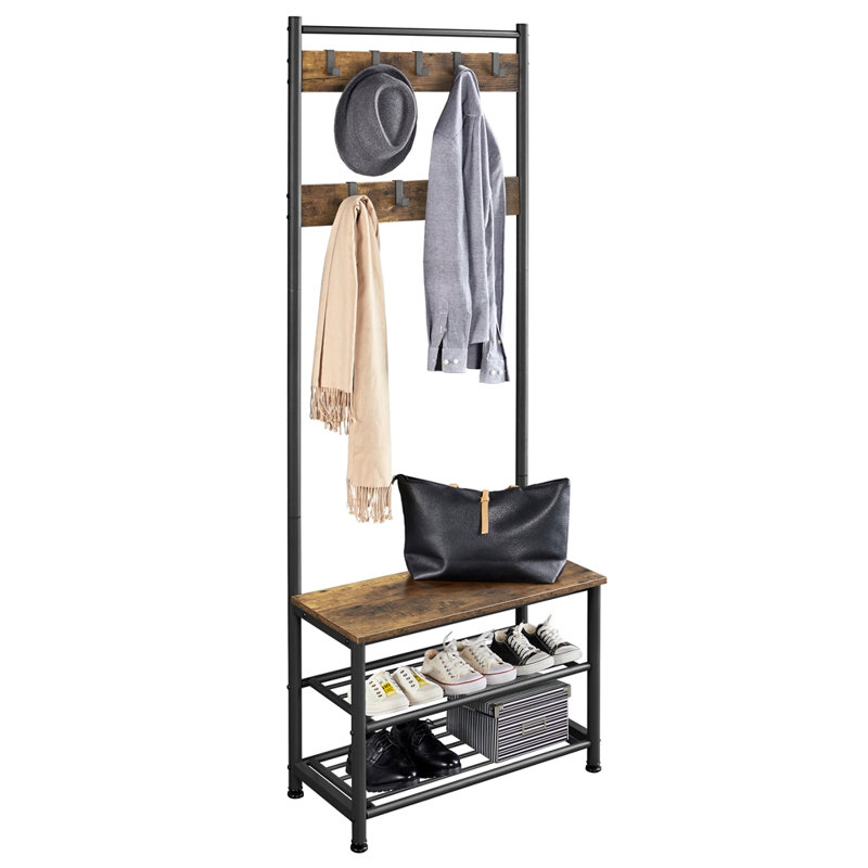 Steelside™ Kinston Hall Tree 28.5'' Wide with Bench and Shoe Storage & Reviews Wayfair